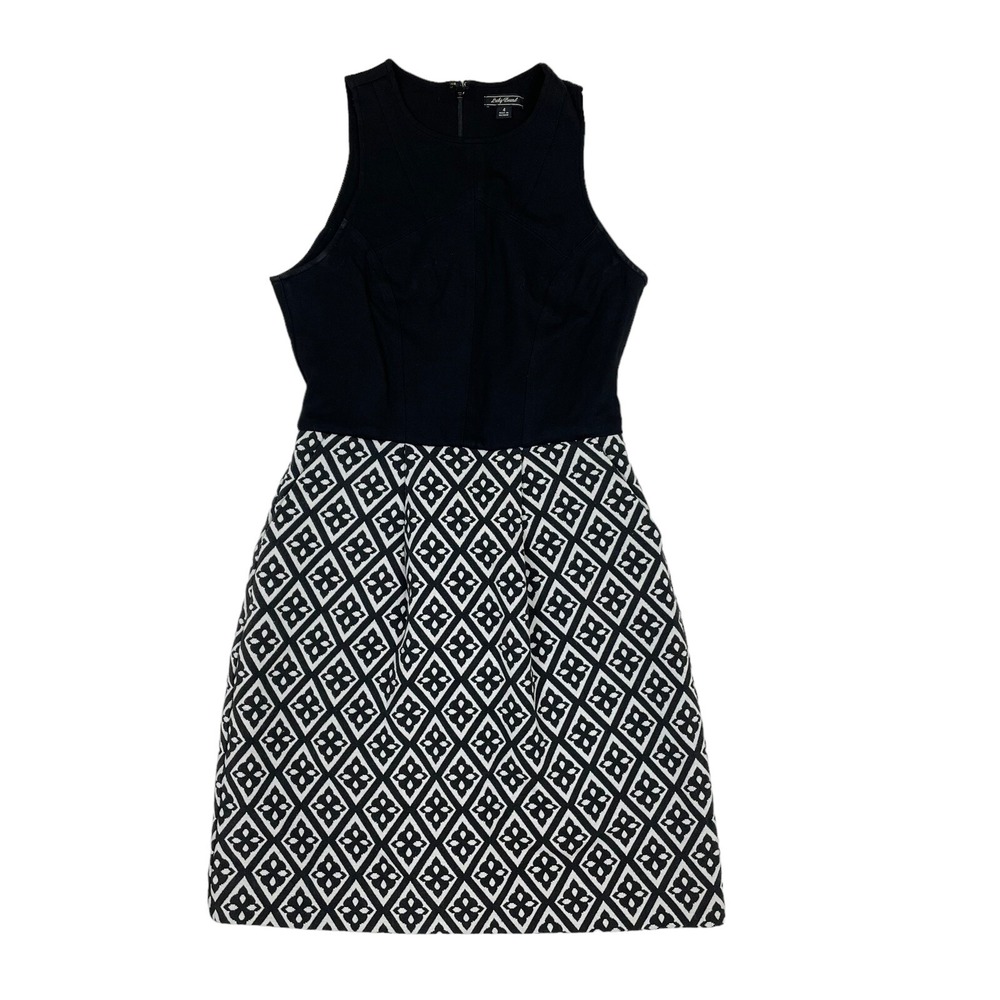 Lucky Brand Dress Size 4 Black Sleeveless Jacquard Geo A Line Career Teacher